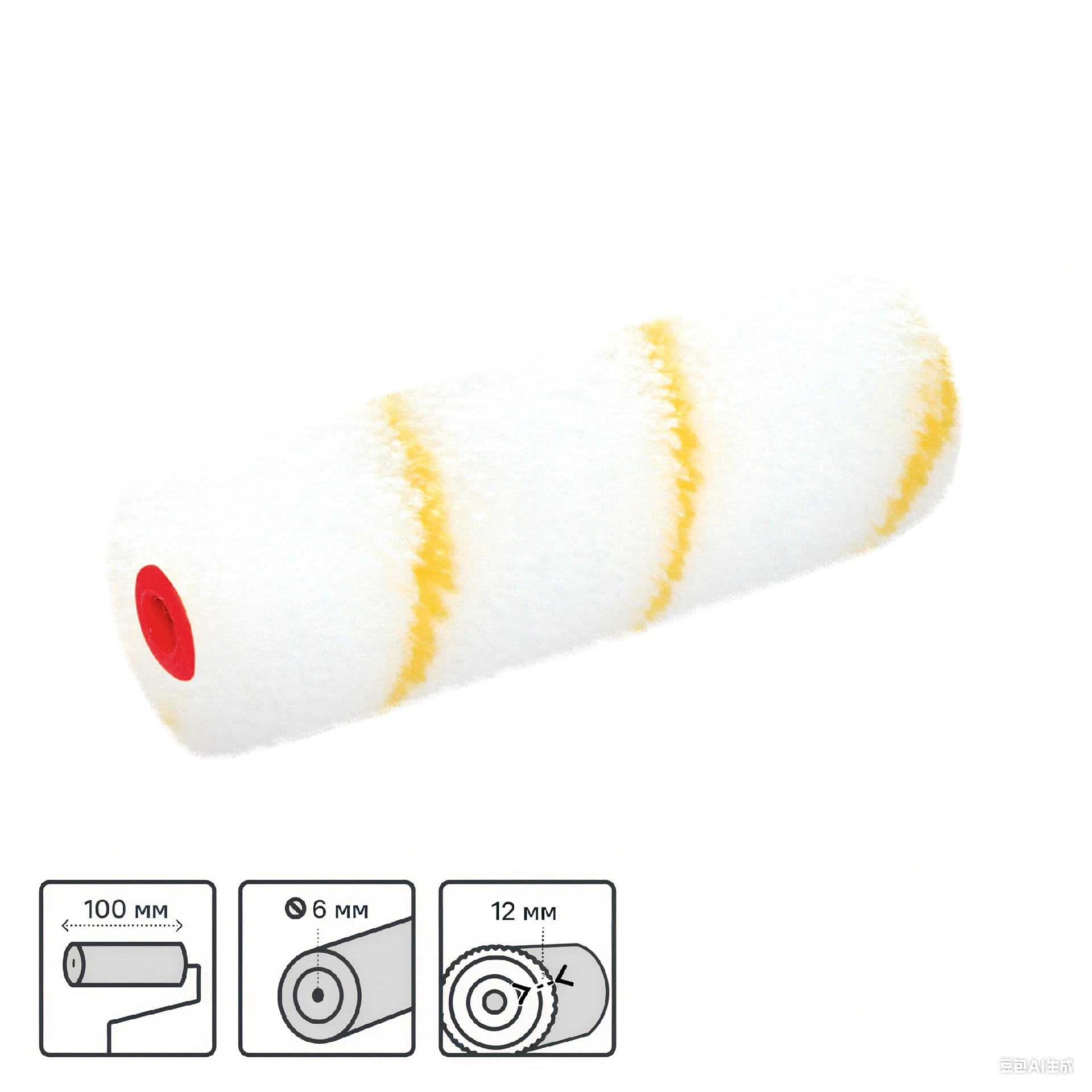 4inch yellow line polyester mini roller